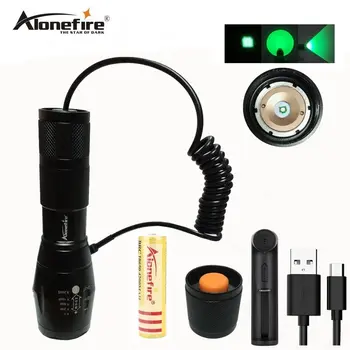 

AloneFire E17 Green Light Spotlight Flood Light Zoomable Tactical Hunting Flashlight Torch with Remote Pressure Switch