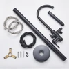 Uythner Freestanding Bathtub Faucet Set Floor Standing Bath Mixer Tap Dual Handle Black Bathtub Tap For Bathroom Faucets 6