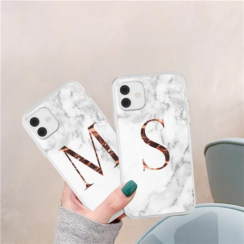 Beginletter Een Z Mode Telefoon Case Voor Iphone 11 Pro Max 12 Pro X Xr Xs Max 8 7 Plus 12 Mini Luxe Marmeren Textuur Soft Cover Phone Case Covers Aliexpress