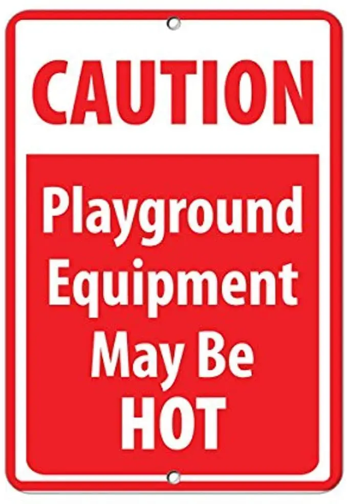 Metal Deco Sign 8x12 Inches Road Signs Caution Playground Equipment May Be Hot Activity | Дом и сад
