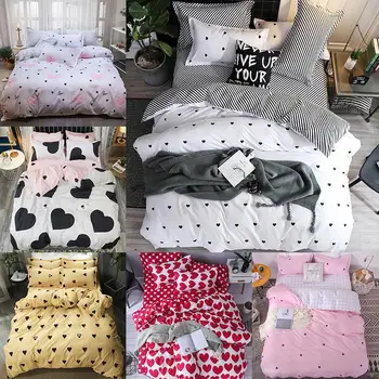 

49 bed linens lovely stripe Bedding Sets Duvet Cover Sheet Pillowcases quilt Cover Set Family Bed 3/4Pcs queen king size