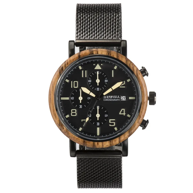 

2019 New Arrival Bevel Men's New Six-pin Timing Watch Fashion Steel Mesh Waterproof Brand Customization Factory