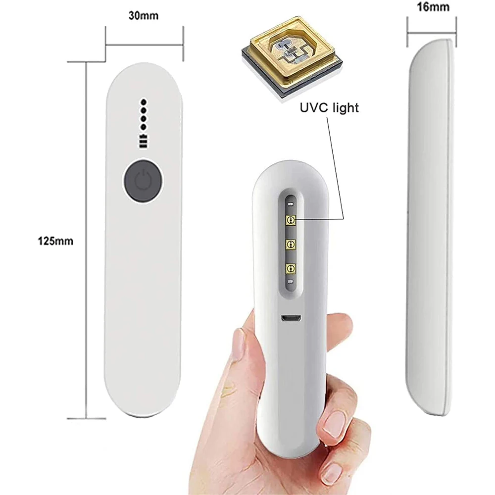 Handheld UV Disinfection Lamp UV Sterilization Stick Portable Rechargeable Bacteria UVC Sanitizers Traveling Sterilizer Lamp