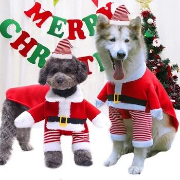 

Cat Christmas Clothes Small And Large Dogs Christmas Standing Santa Transforms Into Pet Supplies Autumn And Winter Fleece Funny