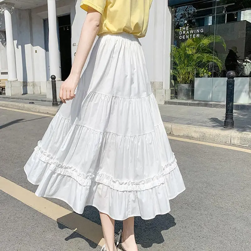 Юбка Женская длинная Плиссированная с завышенной талией Повседневная модная