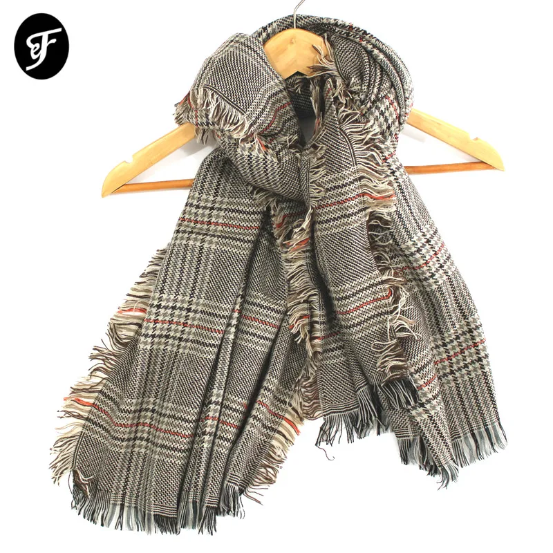 

Women Blanket Plaid Tartan Scarf Wrap Shawl Fashion Pashmina Winter Luxury Knitted Tassel Bufandas Mujer Houndstooth Female Hot