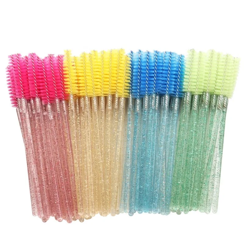 

Good Quality Eyelash Extension Tool 50pcs Cosmetic Brush Diamond Handle Makeup Wands Crystal Mascara Brushes Disposable