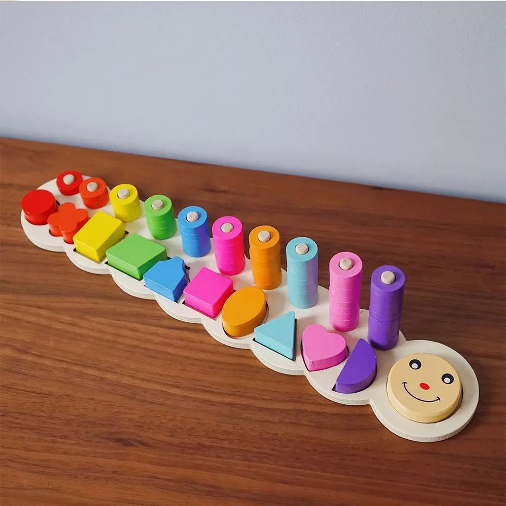 Montessori Kids Numbers Toys Children Wooden Blocks Puzzle Game Sensory Materials Rainbow Jigsaw Learning Education Kids Toys - Цвет: WJ3533-1