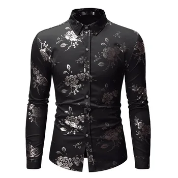 

Black Business Casual Men Shirt Chemise Homme 2020 Fashion Slim Fit Long Sleeve Mens Dress Shirts Party Wedding Tuxedo Shirt Men