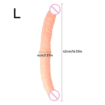 18.5 Inch Overlength Double Dildos Soft Double Headed Penis Realistic Phallus Double Penetration Vagina and Anus Sex Toys Dick 3