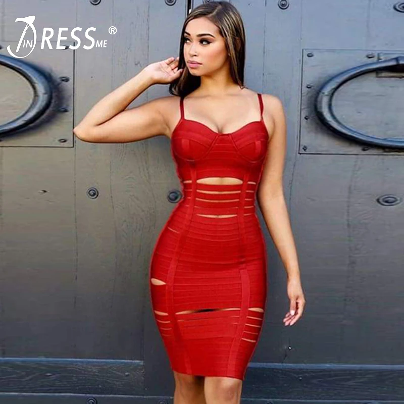 INDRESSME Новинки для женщин Мода Холтер с вырезами на бретельках без рукавов с v-образным вырезом Бандажное платье для вечеринок клуб Bodycon сексуальное платье