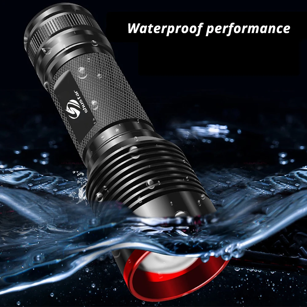 

Tactical P50 Flashlight High Power LED Lamp 5 Lighting Modes Lantern Self Defense Shocker Torch For Camping, hunting, cycling