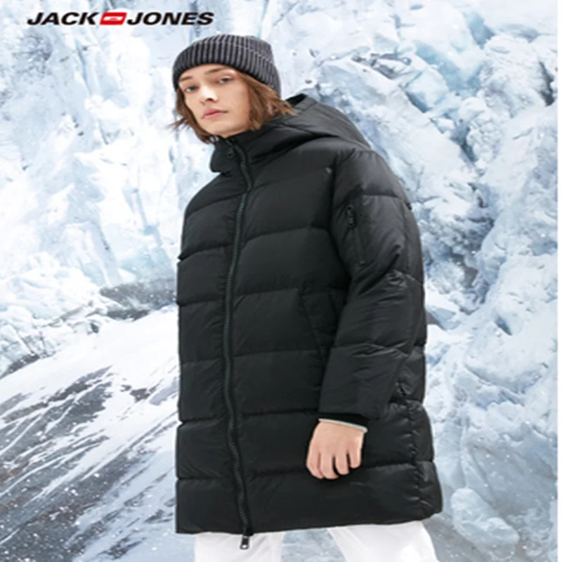 Новейший мужской пуховик JackJones, мужской зимний длинный пуховик с капюшоном, парка, пальто, мужская одежда 218312537