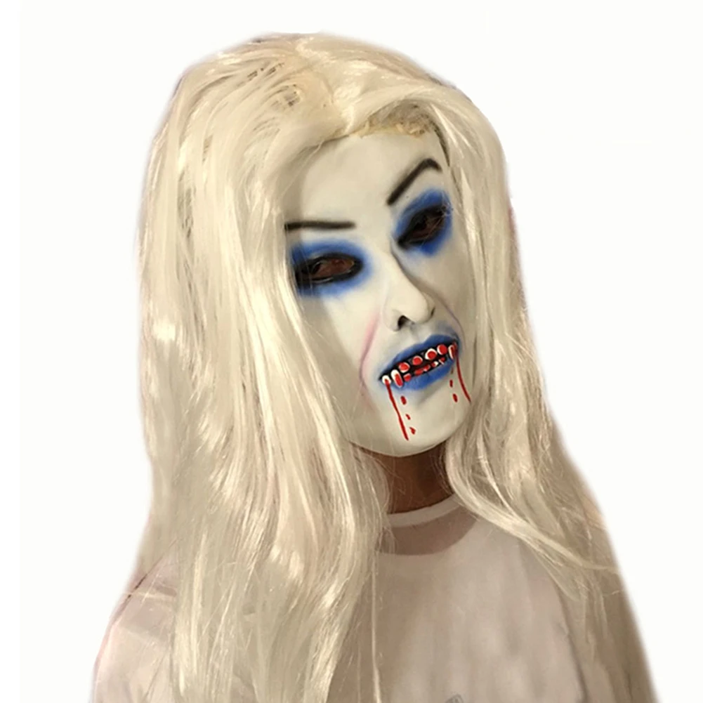 Bloody Страшная маска на Хэллоуин, белые волосы, ведьмы, кровавые, жуткие, косплей, вечерние костюмы, NSV775 - Цвет: Bloody