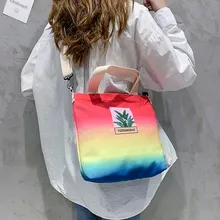 Сумка-тоут, Холщовая Сумка, Женская Студенческая сумка на плечо, сумка через плечо с градиентом, сумка через плечо, сумка для путешествий, повторно используемая