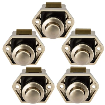 

Hot 5Pack Push Button Latch Lock 17-25mm Catch Door Knobs Nickel for Cabinet Cupboard Door Knob Boat Horsebox Camper Van