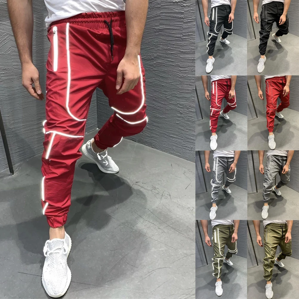 

Autumn Soft Shell Jogger Pants Men's Sweatpants Waterproof Trousers Fleece Lined Bottoms Reflective Night Light Winter Men Pant