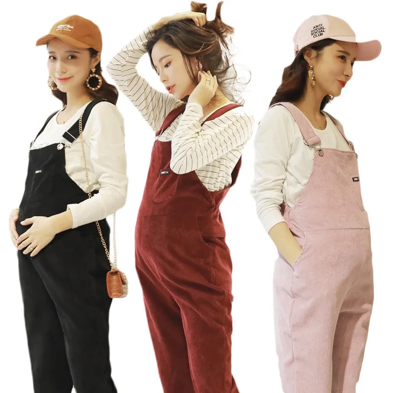 

New Jumpsuit Maternity Pants Long Corduroy Pregnancy Clothes For Pregnant Women Overall Roupa Gestante Trousers Autumn Maternite