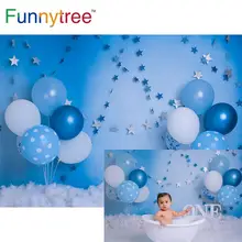 

Funnytree Birthday Background for Boy Blue Star Decoration Cake Smash Balloon Kids Backdrop Photography Vinyl Photo Studio Props