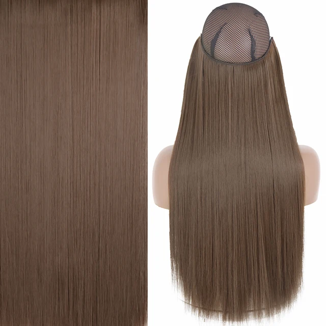 Synthetic No Clip Invisible Wire Hair Extensions Straight Natural Black Blonde One Piece False Hairpiece Halo Hair Extension Z-8