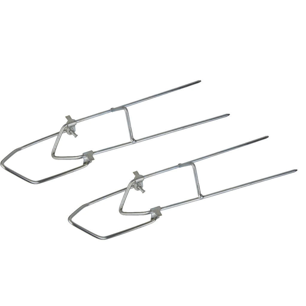 2x Folding Metal Fishing Rod Pole Stand Bracket Holder Rest Rack Adjustable Angle