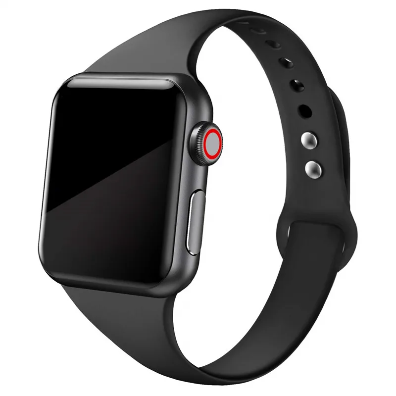 Ремешок для Apple watch band 5 4 44 мм 40 мм correa iwatch 4 3 2 42 мм 38 мм спортивный силиконовый браслет pulseira аксессуары для Apple watch - Цвет ремешка: 64-black