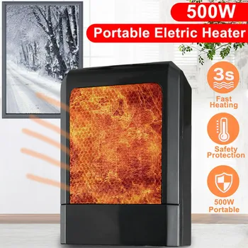 

500w Portable Electric Mini Fan Space Heater Winter Warm Home Office Desk Us Plug Ptc Ceramic Heating Energy Saving Heaters#gb40