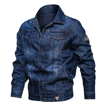 

KIOVNO Men's Military Style Jackets Coats With Multi Pockets Cargo Denim Jackets For Male Outwear Plus Size L-6XL