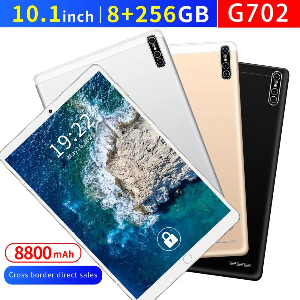 Newest 10.1 Inch G702 Tablet PC 8800mAh Big Battery 4G Phone Call 8GB RAM 256GB ROM Android 9.1 WiFi GPS Global Version In Stock