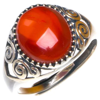 

Natural Nanjiang Red Agate Opening Handmade 925 Sterling Silver Ring 7.75 D1099