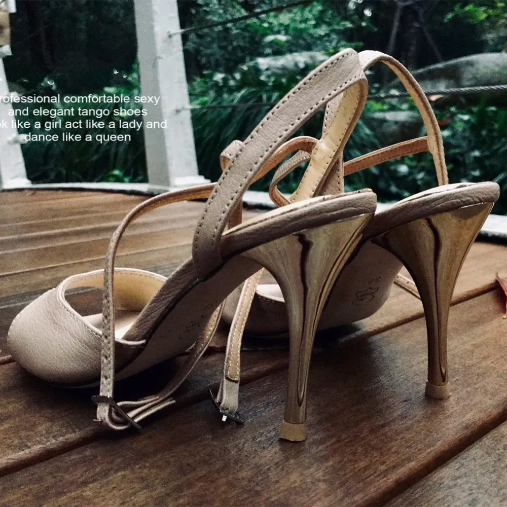 Evkoodance Women Party Tango Shoes 9cm Slim Sexy Genuine Leather Tango Outsole Shoe Latin Shoes DIY Lady Salsa Tango Dance Shoes 6
