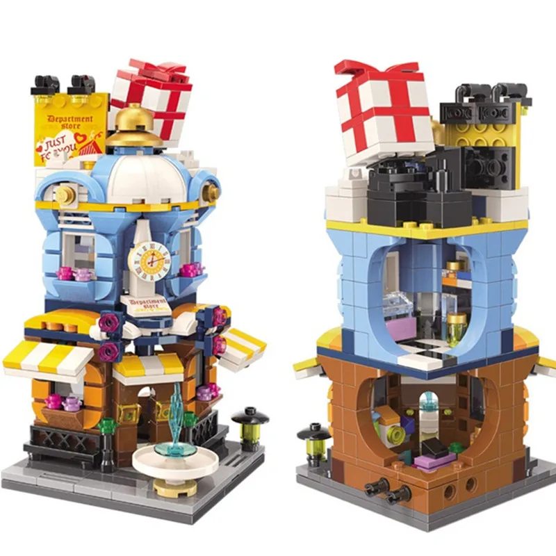 

Mini Bricks City View Scene Mini Street Model Building Block Toys Gaming Room Candy Shop Toy Store Architecture Children DIY