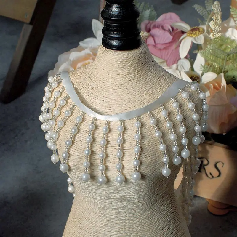 2Yard/Lot Pearl Pendant 4.5CM/6.5CM Lace Trim Tassel DIY Wedding Dress Curtain Desk Lamp Clothing Decorative Accessories – Detail 7