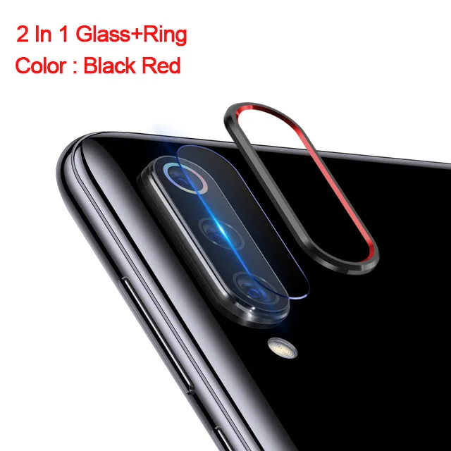 Защита для экрана камеры стекло для Xiaomi Redmi Note 7 Pro 7s металлическое защитное кольцо+ пленка для объектива камеры на Xiomi Redmi Note 7 pro - Цвет: Black-Red