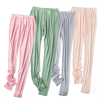

Leggings women 100% Natural silk long johns skinny Elastic Waist plus size thin healthy Ankle-length legins