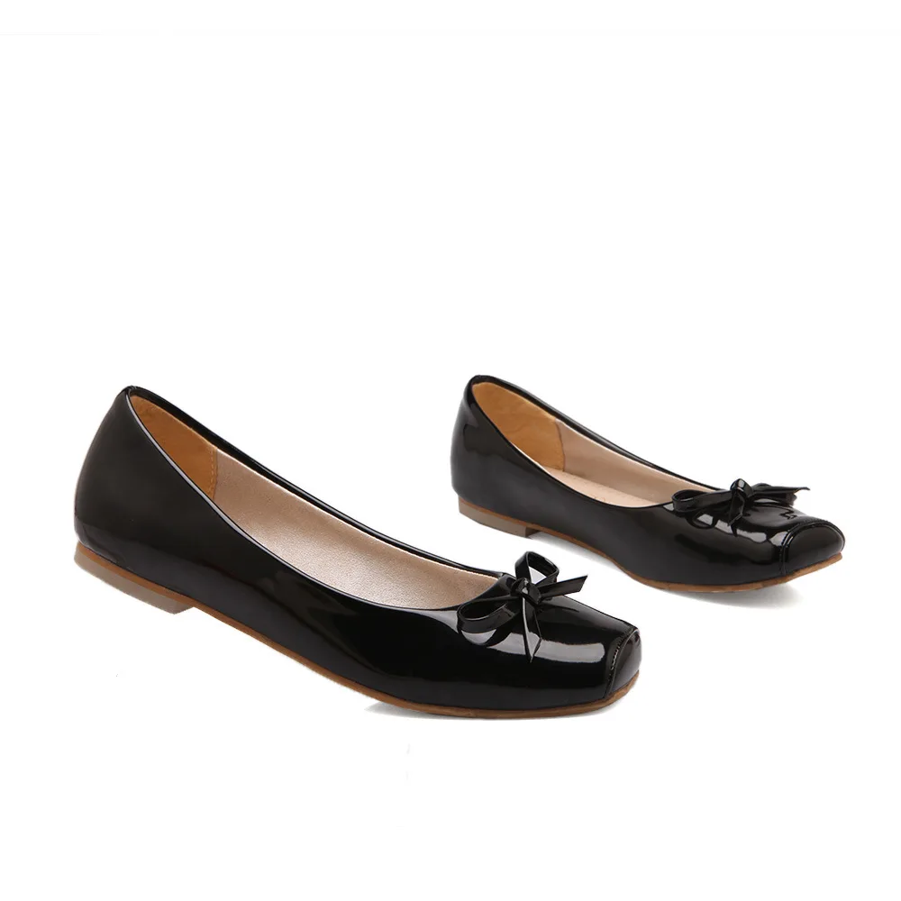 MFYB Для женщин обувь на плоской подошве обувь Новинка осени удобная обувь на плоской подошве; туфли с квадратным носком Большие размеры 34-43; с закрытым носком; повседневная обувь - Цвет: Черный