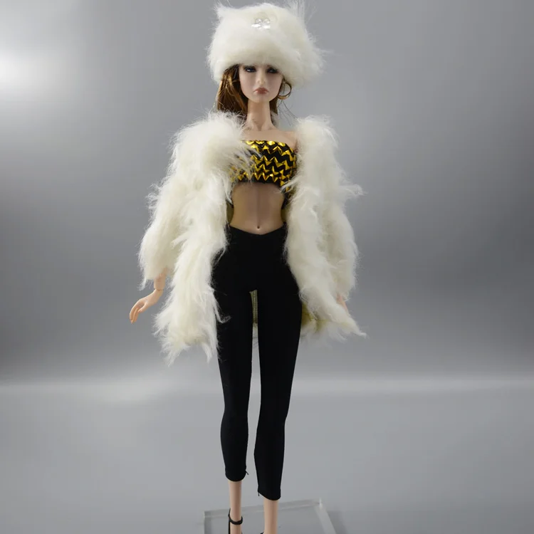 Xinyi/ комплект зимней одежды, плюшевое пальто, костюм, свитер, юбка, одежда, одежда для 1/6 BJD, кукла Барби FR ST, игрушка для девочки - Цвет: DF0901