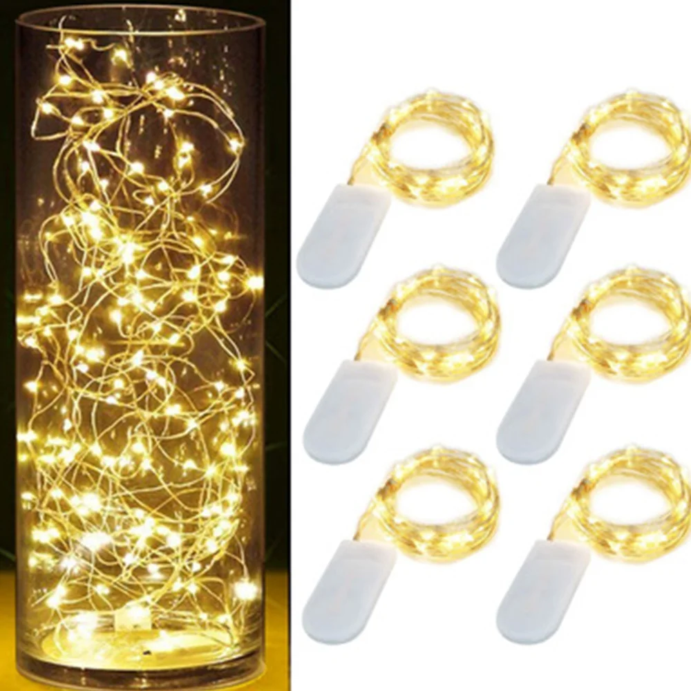 

Led Light String 2M 20leds Button Battery Silver Wire Wedding Party Fairy Garland Gift Decor Lights Christmas Holiday Lighting