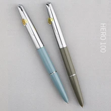 Hero 100 14K or plume classique stylo plume authentique qualité métal tout acier/Semi acier exceptionnel stylo à encre écriture coffret cadeau 