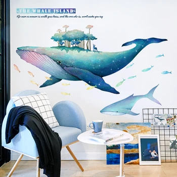 

Creative Blue Whale Wall Sticker for Kids Room DIY Large Removable Vinyl Stickers Baby Room Decoration Home Decor