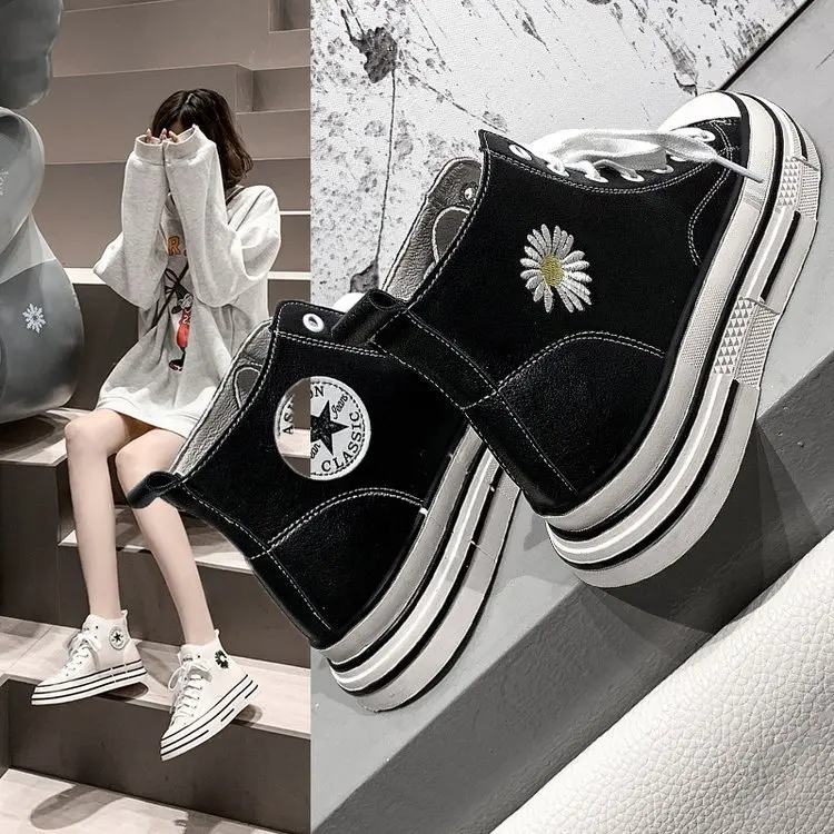 

2020 Spring WOMEN'S Shoes Korean-style Versatile High Shoes Women's 1970 S Street Snap Fashion Super Fire Little Daisy Students