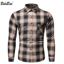 BOLUBAO, мужские повседневные рубашки в клетку, модные брендовые мужские рубашки с длинным рукавом, Осенние новые мужские удобные облегающие Рубашки, Топы