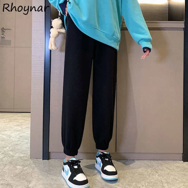 

Casual Pants Women Loose High Waist New Daily Simple Chic Cozy Fashion Solid Vintage All-match Autumn Pockets Students Tender BF