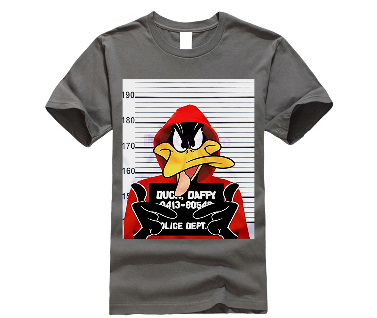 LEQEMAO печатные Чистый хлопок Мужские Looney Tunes Даффи Дак мугшот мужчин s графическая