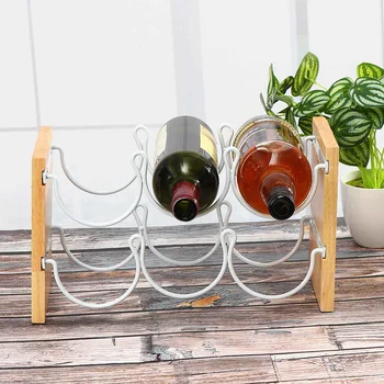 

Wooden Iron 6 Bottles Red Wine Rack Home Bar Party Display Holder Shelf Decoration Bar Tools Kitchen Storage Rack Organizer