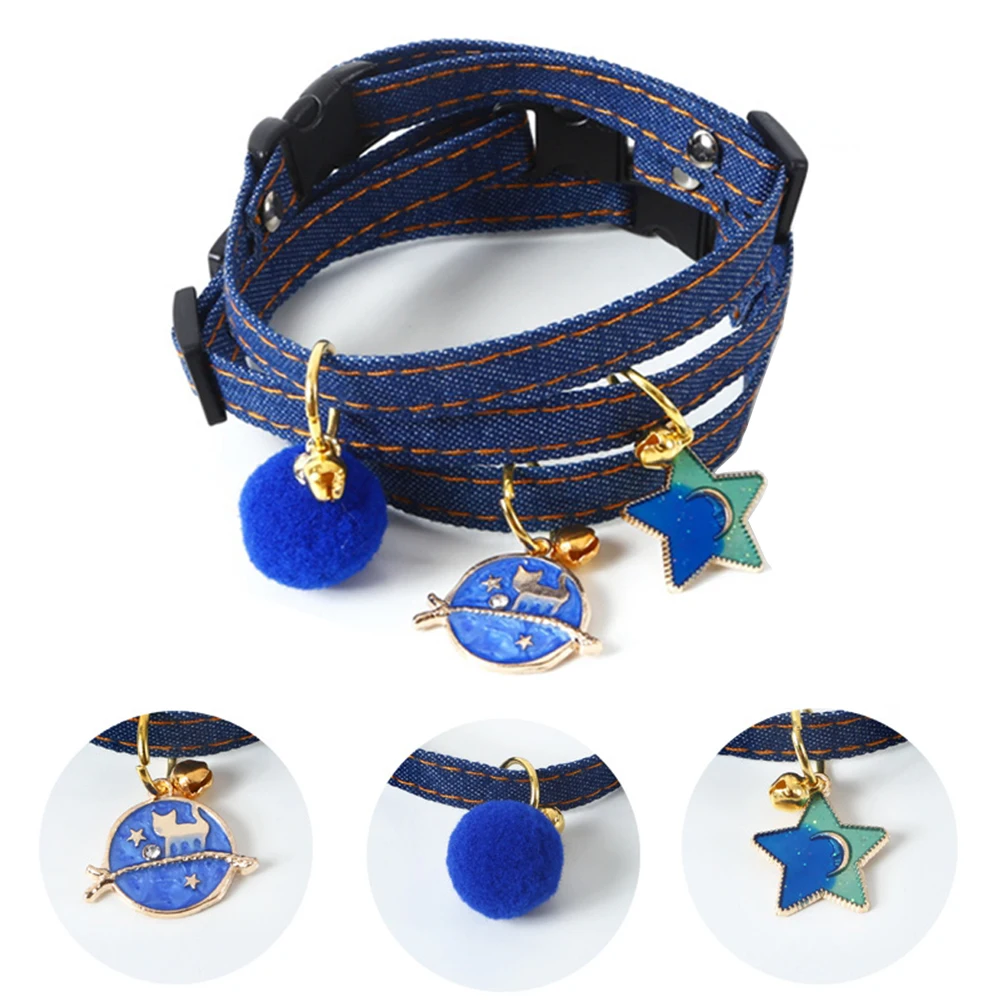 

Cat Collars Safety Breakaway with Bell Adjustable Kitten Collars with Star Pendant Soft Strong Nylon Strip for Cats Pets Kitty