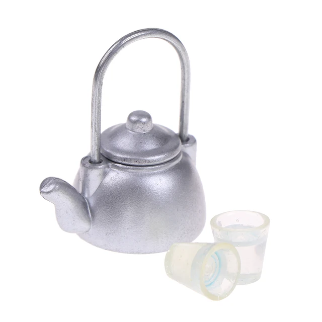 Hot！3Pcs/Set Dollhouse Miniature Vintage Kettle Cup Scene Model Toy Kitchen Props For Dollhouse Decoration 5