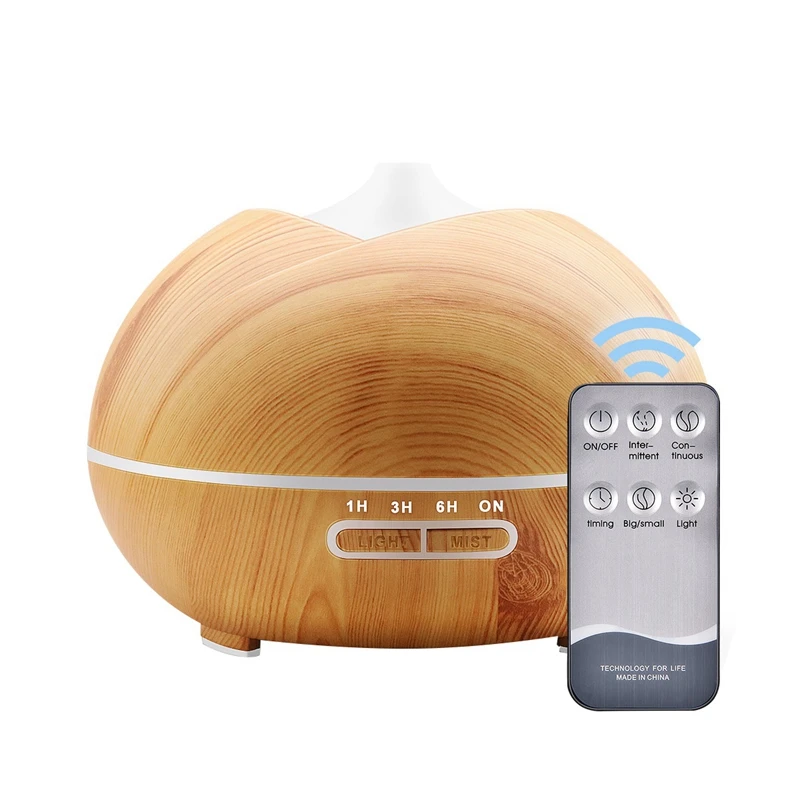 

400ML Remote Control Wood Grain Aromatherapy Machine New Home Colorful Night Light Ultrasonic Aroma Humidifier