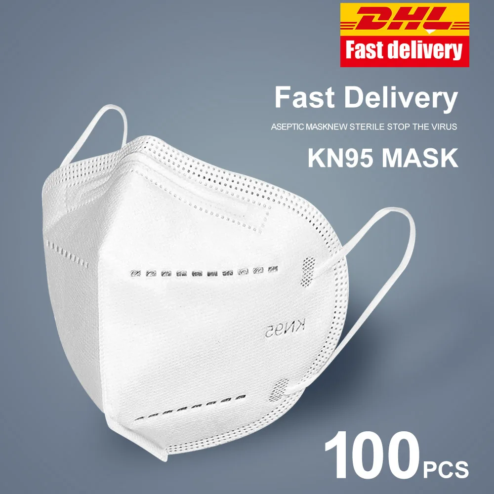 

100Pcs KN95 Face Mask Anti Dust Bacterial N95 Mask 4-Layer PM2.5 Dustproof Protective 95% Filtration KN95 Mouth Muffle Cover