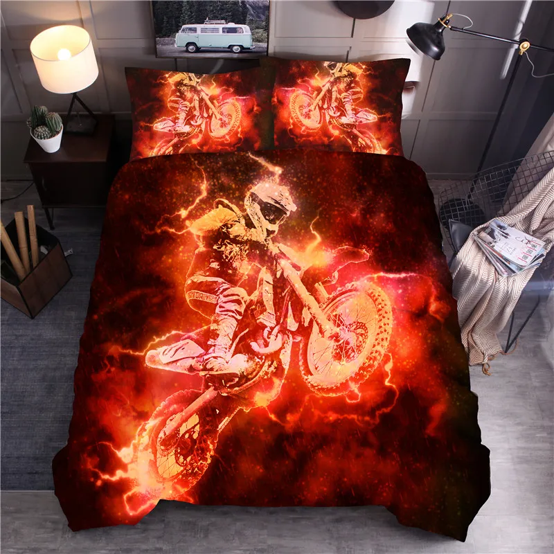 

Sport Motorcycle Printed Bedding Set Duvet Cover Sets Queen King Quilt Cover Bed Linen
